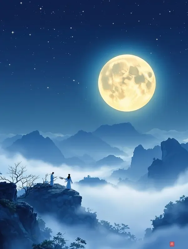 长安月下照君心短剧封面，古装题材